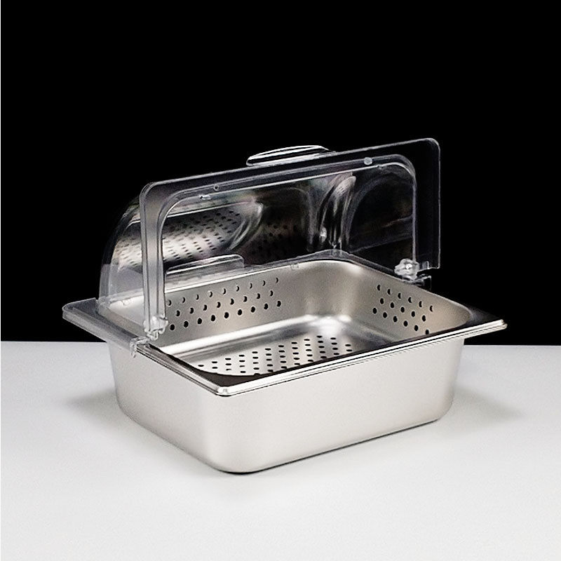 不锈钢沥水油炸沥油盘长方形双层保鲜带孔盘透明翻盖罩子水果商用,餐饮具,盆,淘宝优惠券,粉丝福利购,淘宝优惠卷