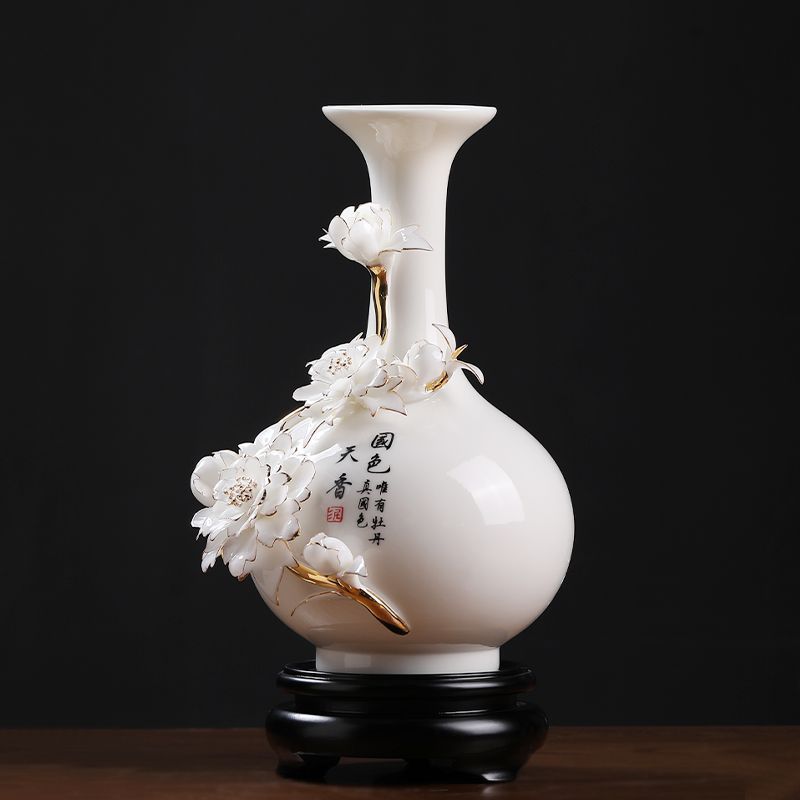 热销陶瓷客厅花瓶描金书房酒柜博古架书架摆件装饰品
