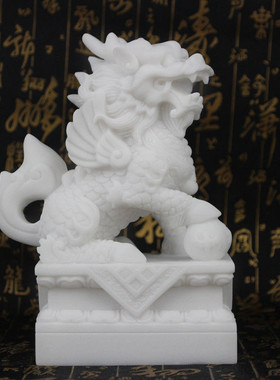 一对石雕麒麟摆件新款小号看门家居客厅神兽摆件送礼工艺品