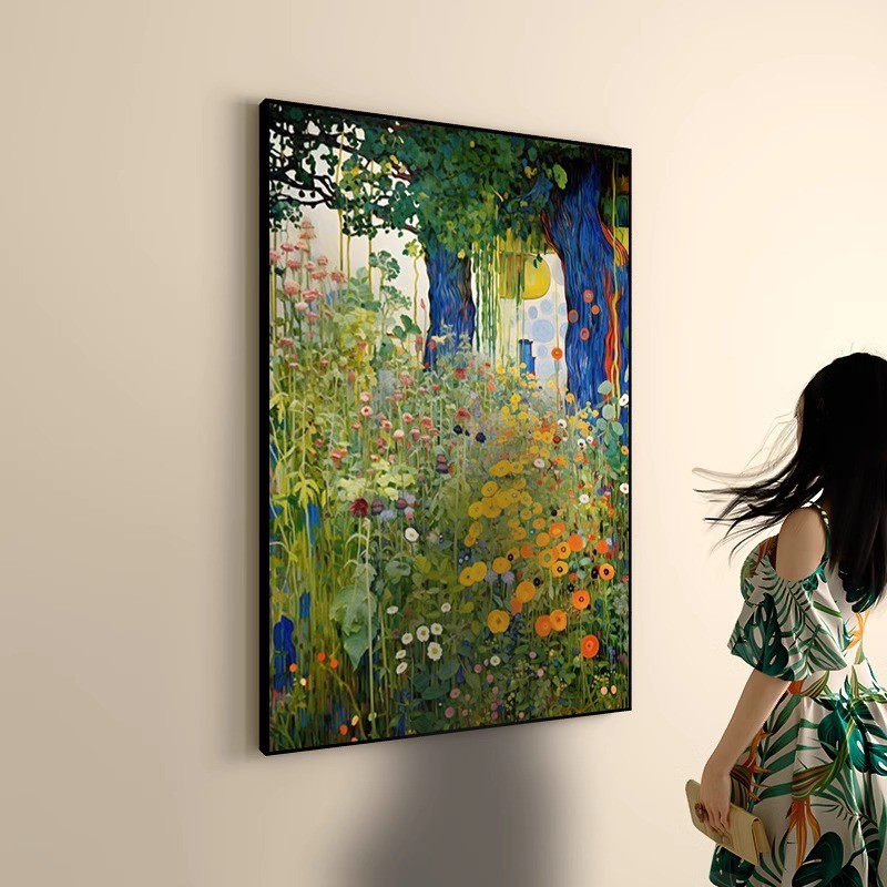 现代高清喷绘客厅装饰画小清新花卉挂画小众艺术客餐厅竖版挂画图片