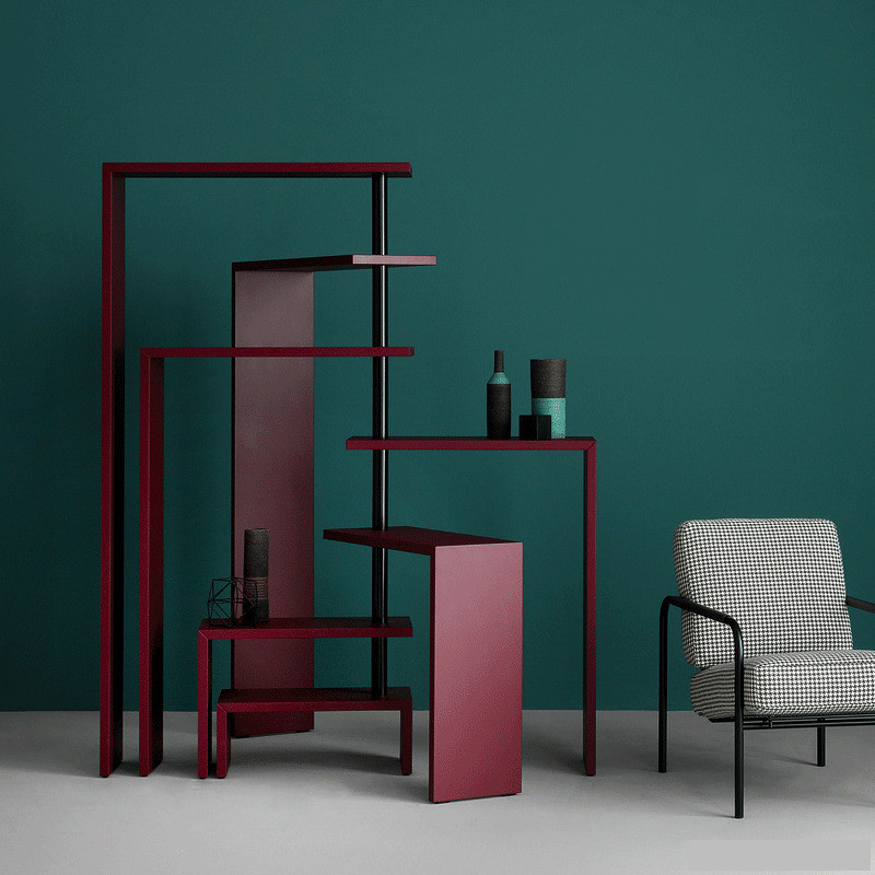 热销意式轻奢移动创意设计可旋转多层置物架书架中古金属收纳架博