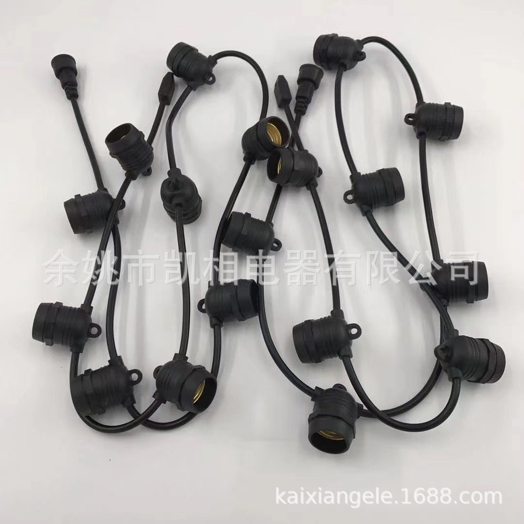 热销批发e12/e14/e17/b22线防水灯串高低压灯头太阳能彩灯跑马灯