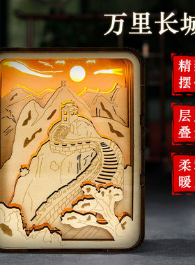 源头工厂定制木雕小夜灯3d立体灯桌面装饰摆件diy手工制作工艺品