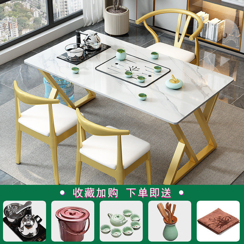 办公室板茶桌椅组合小型岩泡茶台家用阳台茶几茶具套装一体喝茶桌图片