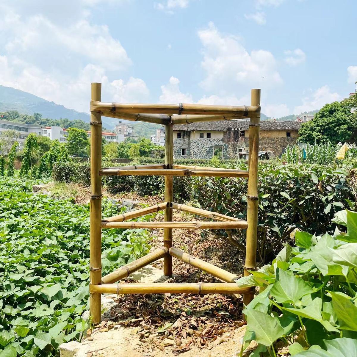 竹架子置物架竹编簸箕火锅架竹制品多层楠竹竹三脚架菜架子天然