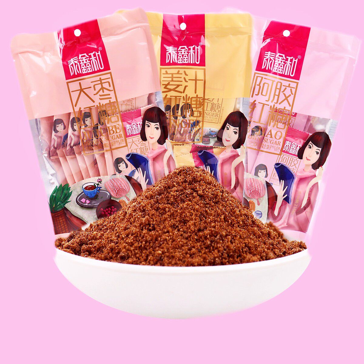速发大枣阿胶红糖产妇姜茶大姨妈体寒红枣女士茶冲饮216g包邮