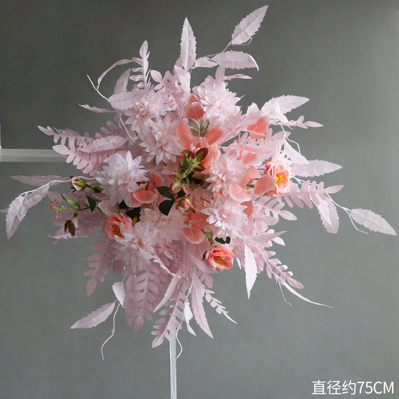 婚庆红色装饰花点红色花艺婚礼香槟色花球挂花背景路引花布置盆花