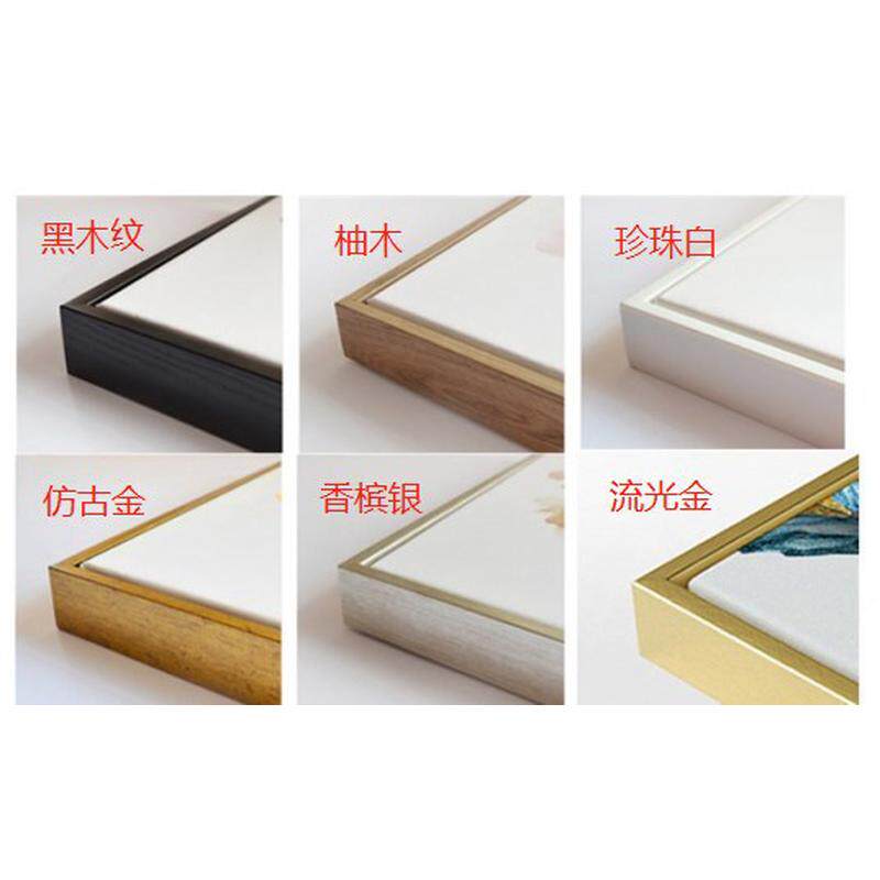客厅组合装饰画现代轻奢沙发背景墙壁画招财鹿暖色系简约大气画