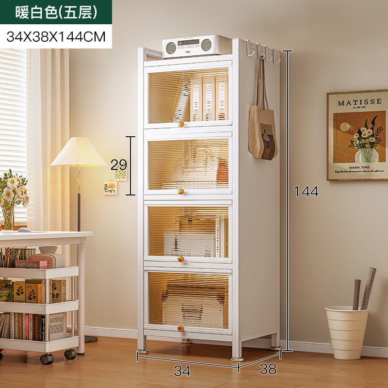 防尘书架置物架落地钢制书柜带门储物柜铁皮客厅靠墙收纳柜子家用