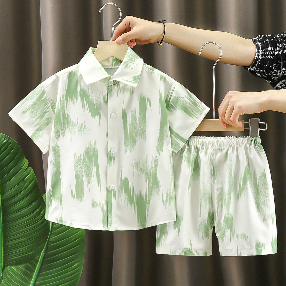 儿童短袖套装夏季新款男童衬衫衣服宝宝洋气夏装港风潮童薄款童装
