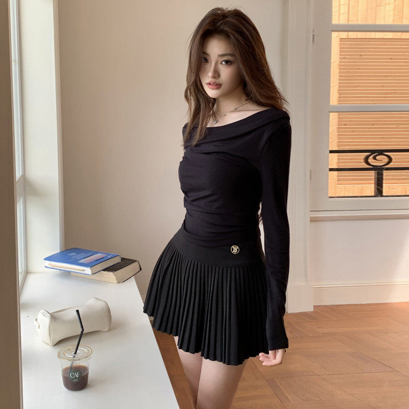 现货2025秋冬季学院风风琴百褶半身裙女高腰显瘦百搭a字裙纯色短