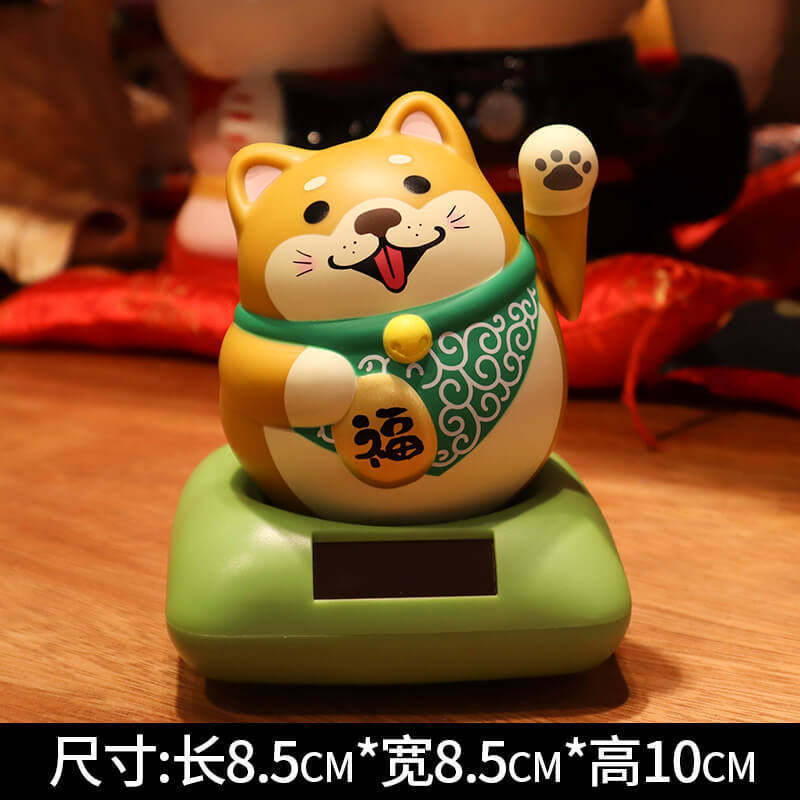 汽车装饰招财摆件树脂招财猫全身摇晃桌面小摆件太阳能太阳能摆