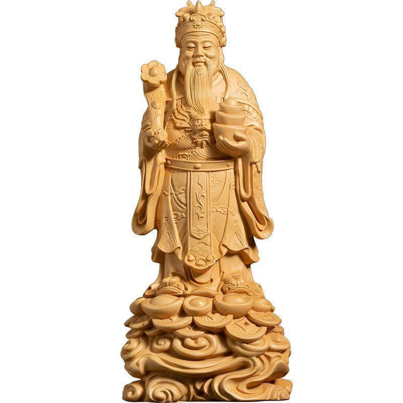 批发崖柏财神爷摆件实木工艺品创意家居摆饰木质雕刻财神爷摆件
