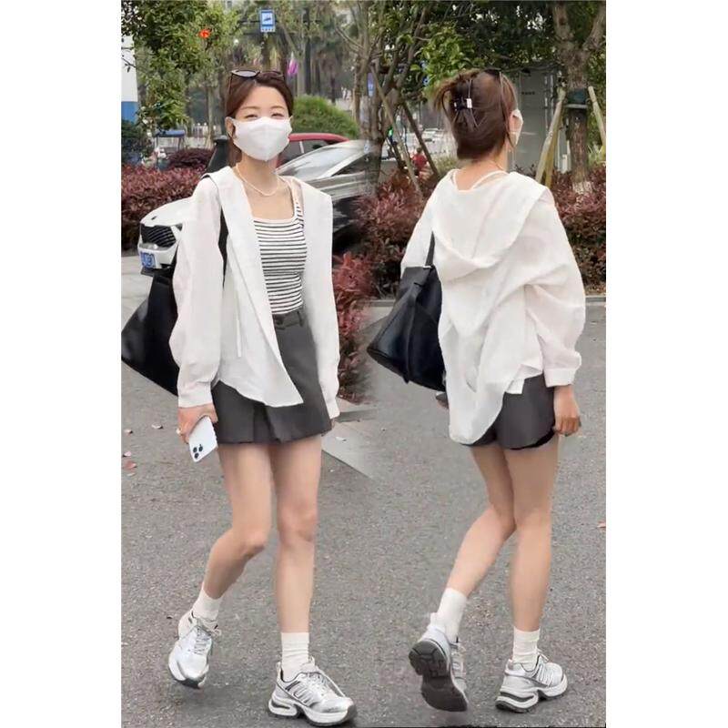 衣女薄款衬衫夏季2025新款韩版宽松高级感连帽小个子