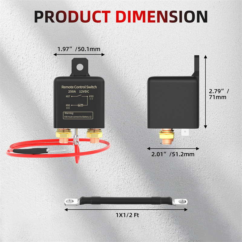 无线遥控断电开关汽车智能断开开关继电器带遥控断电开关250A12V