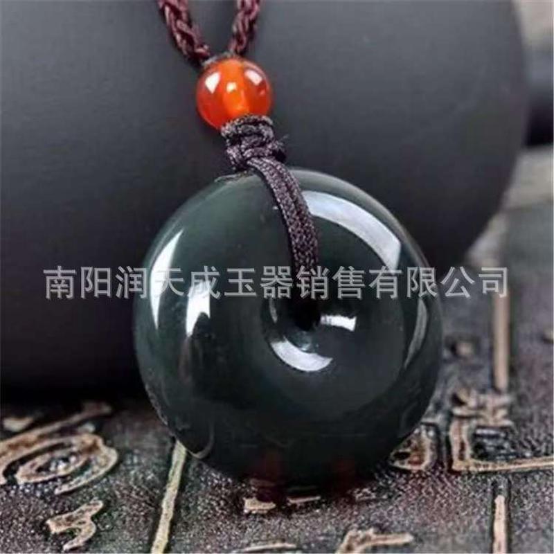 892a货新疆和田玉青玉平安扣吊坠青玉扣怀古玉石玉器平安扣挂件