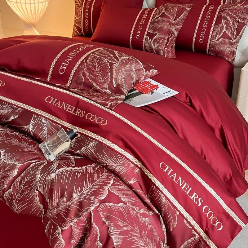 高档中式婚庆四件套大红色陪嫁床单被套纯棉结婚床上用品婚房喜被,床上用品,婚庆床品套件,淘宝优惠券,粉丝福利购,淘宝优惠卷