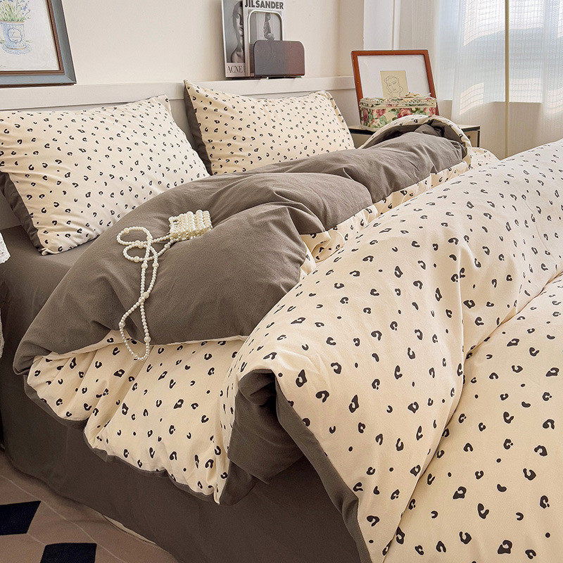 新款针织棉印花学生宿舍三件套纱保暖四件套双层直角床单直播新品