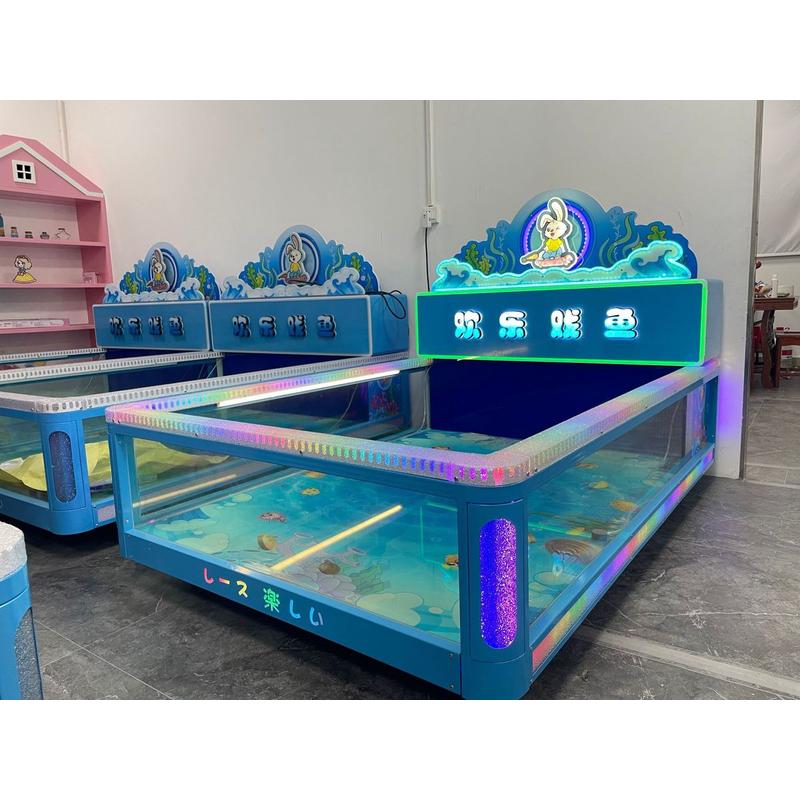 热销萌宠儿童淘气堡捞鱼池手工桌益智游戏儿童游乐园游戏鱼池玻璃