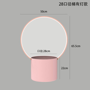 28口径带灯新中式 蝴蝶兰花盆冬青福柳年宵花插花新年银桶金属铁艺