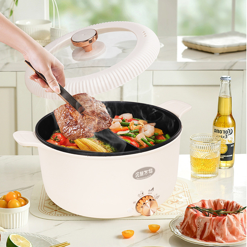 热销不粘电火锅5l防水家用5-6人多功能煮饭煮粥煲汤鸳鸯蒸煮锅隔