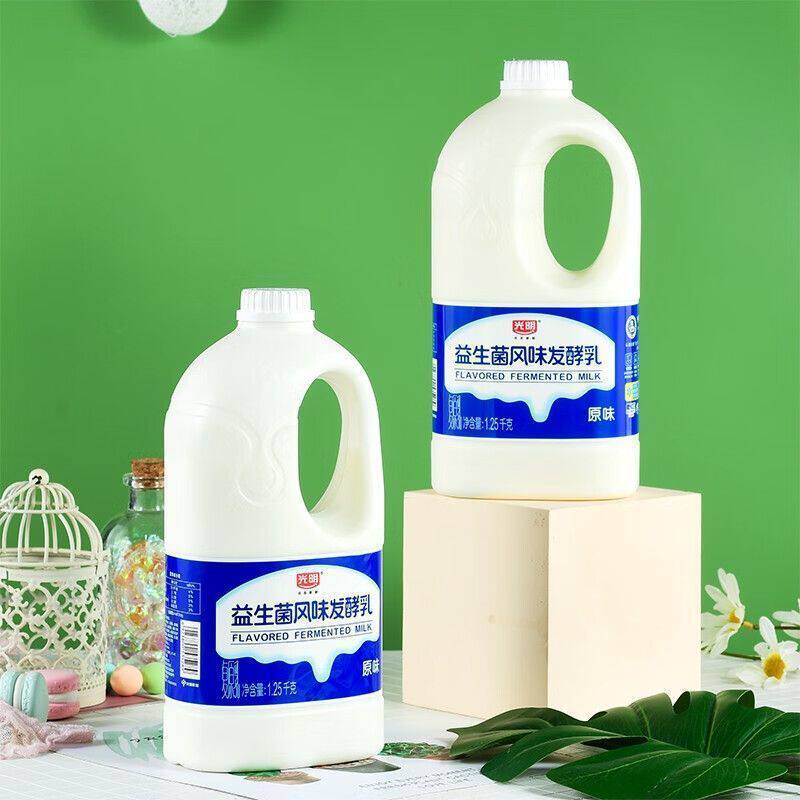 新日期光明酸牛奶原味大桶装1.25kg乳酸菌风味益生菌酸奶整箱装乳
