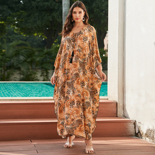 沙滩罩衫 人棉胸前绑绳度假长袍23116l