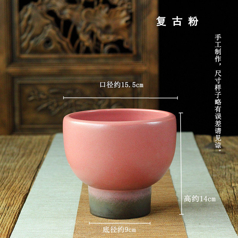 手工景德镇花器陶瓷花盆高脚果盆容器禅意插花中式水培写景盆