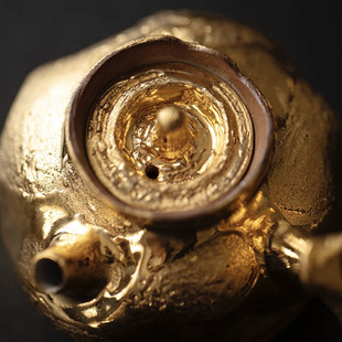 热销矿室茶话岩宜鎏金南蛮烧纯手工侧把壶日式复古陶瓷泡茶壶收藏