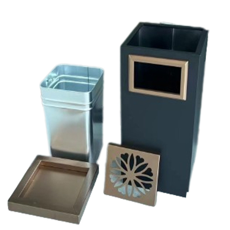 商用不锈钢座地烟灰桶商场写字楼垃圾桶带烟灰缸可拆卸桶盖垃圾桶