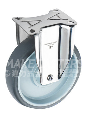 tpr脚轮不锈钢304l滑轮3/4/5寸家具轮子手推车灰色静音万向轮橡胶