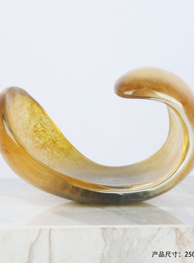 摆件圆形透明雕塑合成树脂渐变酒店大堂厅会所餐厅样板房桌面摆饰