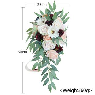 西式新娘手捧花瀑布仿真花水滴下垂婚礼拍照手拿花外销批发