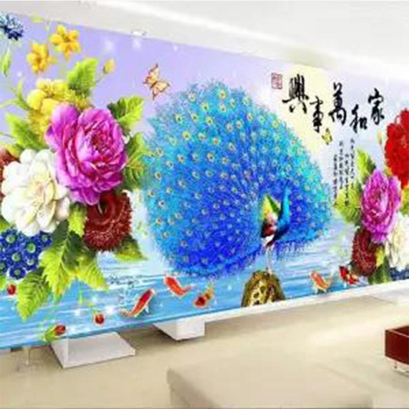 钻石画满钻家和万事兴孔雀客厅砖石画花开富贵点贴钻十字绣钻石绣