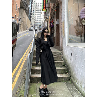黑泽玄七裙2025春季新款微胖显瘦韩系通勤宽肩套装女