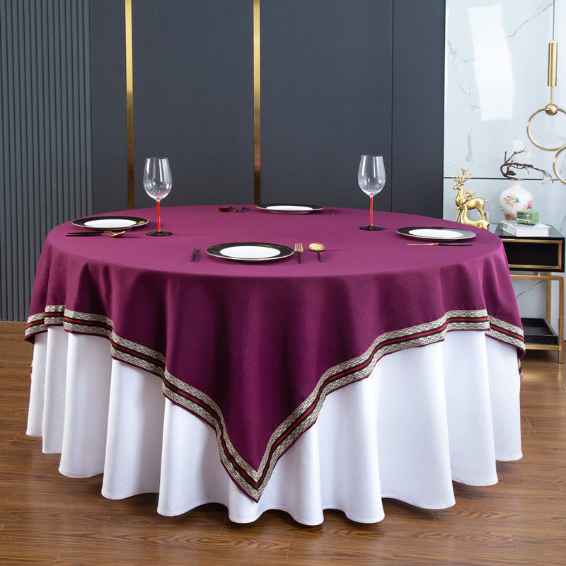热销ult现做台布大圆桌桌布餐厅饭店棉麻圆形酒店纯色高挡宴会新