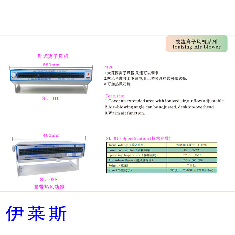 热销工厂批发卧式离子风机sl-028吹风角度可上下调节可加热功能sl