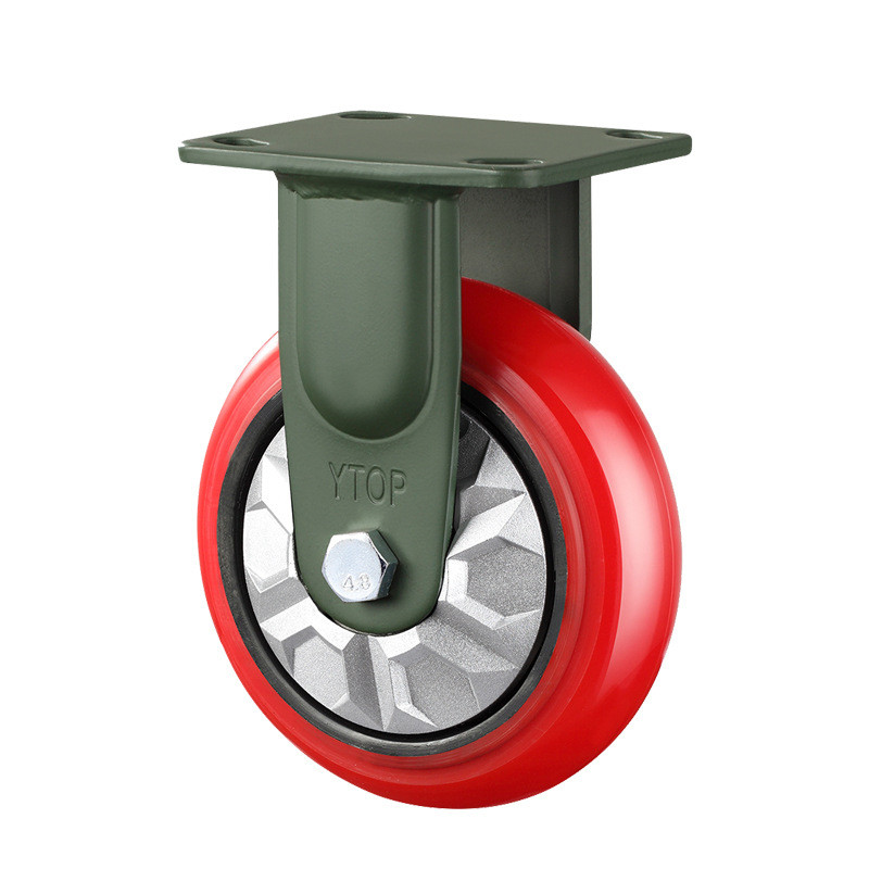 热销ytop刹车烨锰钢脚轮21f重型4/5/6/8寸弧面铁芯pu万向轮卓轮固