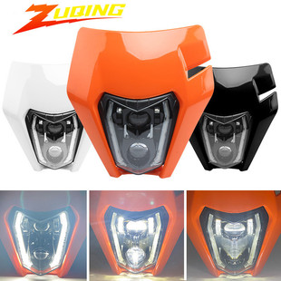 摩托车大灯配件双运动圆形凸镜LED大灯KTMEXC前车头改装车灯