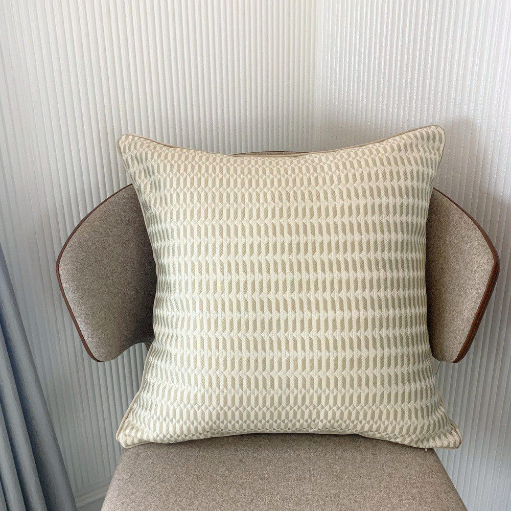 几何米色提花色织靠垫套软包样板房抱枕套沙发餐椅靠背45x45
