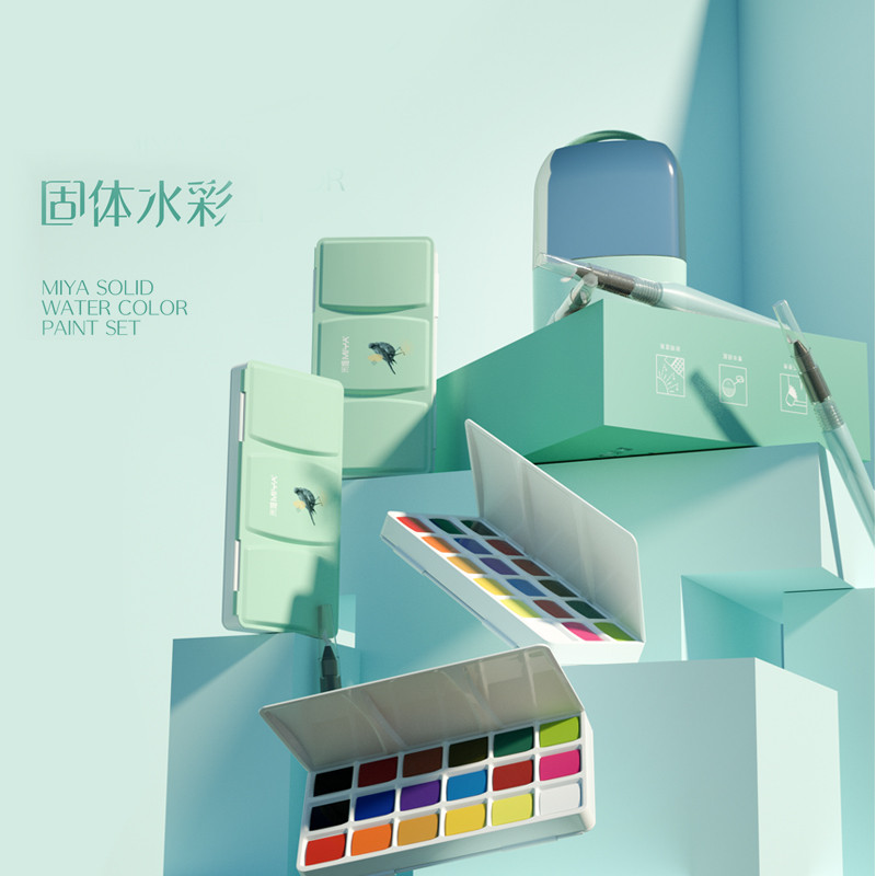 HIMI嗨色彩固体颜料水彩颜料套装不透明水彩画美术固体水粉初学学