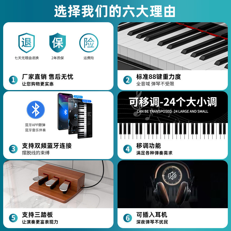 便携式塑料电钢琴88键重锤家用成人专业幼师教学儿童初学者钢琴