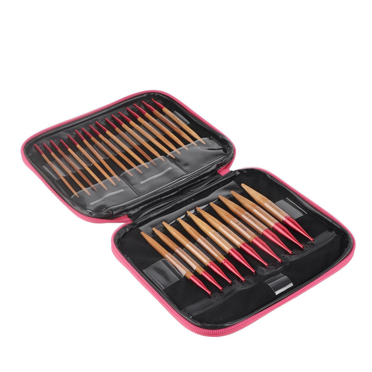 高档可拆卸换针环形针碳化竹环形绳13付/套榉木法式刺绣钩针