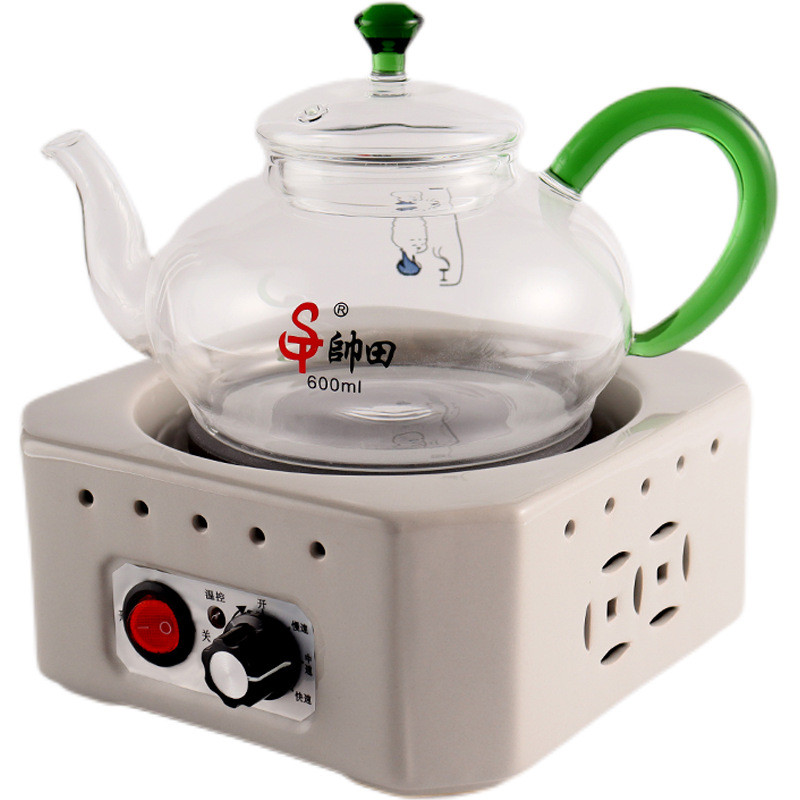 9CQ6复古温控电热茶炉煮茶电陶炉平底耐热玻璃壶随手泡茶烧水壶
