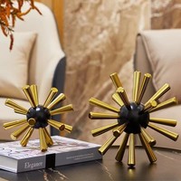 輕奢現(xiàn)代金屬海膽球刺球裝飾品加固客廳電視柜書柜樣板房桌面擺件
