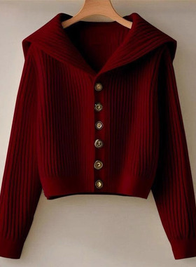 针织毛衣打底女翻领上衣毛衣安哥拉红本命年针织开衫2025新1103k