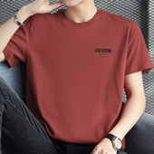 印花全棉半袖 潮流圆领打底衫 t恤男生宽松黑色上衣服夏季 纯棉短袖