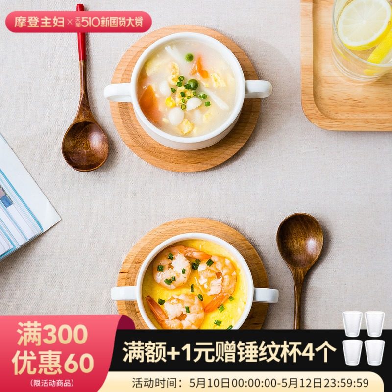 kệ để đồ nhà bếp inox Lấy ra khỏi kệ! Bà nội trợ hiện đại Bát súp hai tai kiểu phương Tây cốc súp trắng cốc súp bát sứ một người bộ đồ ăn bát ăn sáng đồ decor nhà bếp đồ trang trí bếp