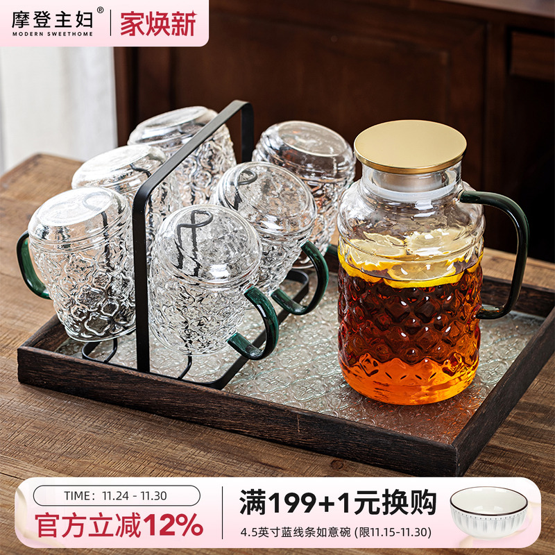 摩登主妇复古海棠花玻璃冷水壶