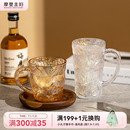 摩登主妇网红ins风杯子带把手冰川纹玻璃杯高颜值办公室水杯女